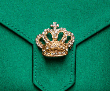 Gold Crystal Crown Brooch