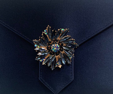Blue Crystal Flower Brooch
