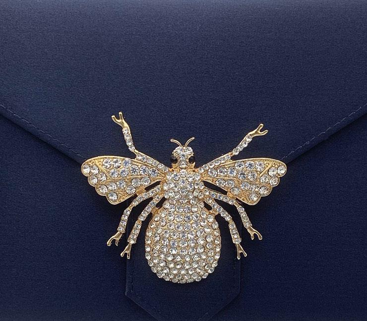 Gold Crystal Bee Brooch