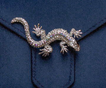 Silver Crystal Lizard Brooch