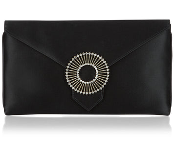 Edith Black Classic Silk Clutch