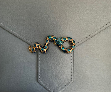 Blue Enamel Snake Brooch