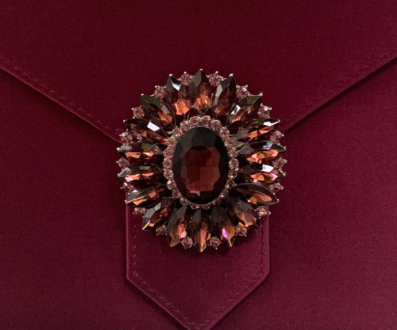 Burgundy Crystal Cluster Brooch