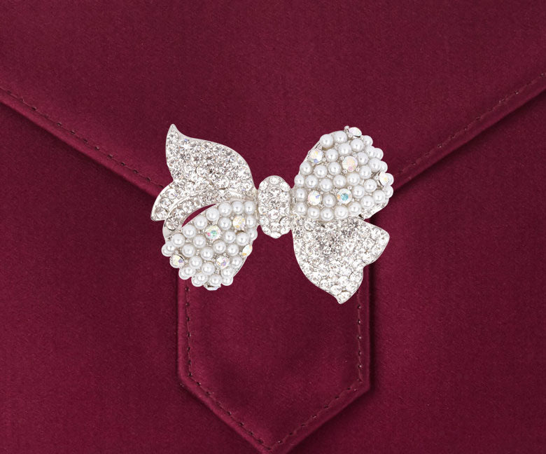 Charlie Bespoke Burgundy Silk Clutch