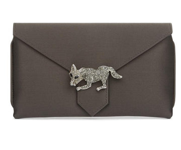 Charlie Dark Grey Silk Clutch