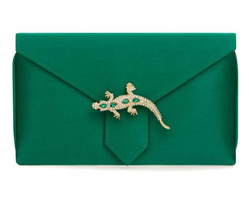 Charlie Emmerald Green Silk Clutch