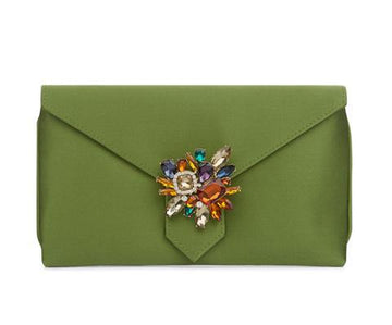 Charlie Moss Green Silk Clutch