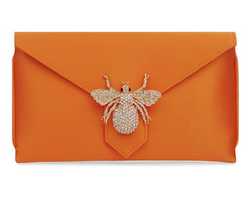 Charlie Orange Silk Clutch