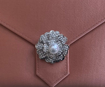 Crystal and Pearl Flower Brooch