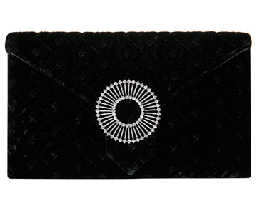 Edith Black Classic Velvet Clutch