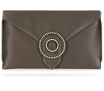 Edith Dark Grey Classic Silk Clutch