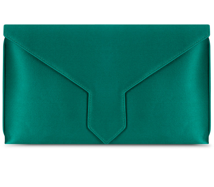 Edith Bespoke Emerald Silk Clutch