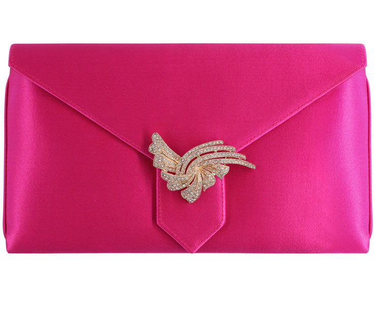 Edith Bespoke Fuchsia Silk Clutch