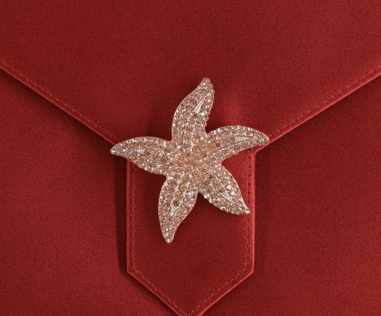 Edith Bespoke Rust Red Silk Clutch
