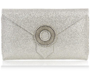 Edith Silver Glitter Classic Clutch