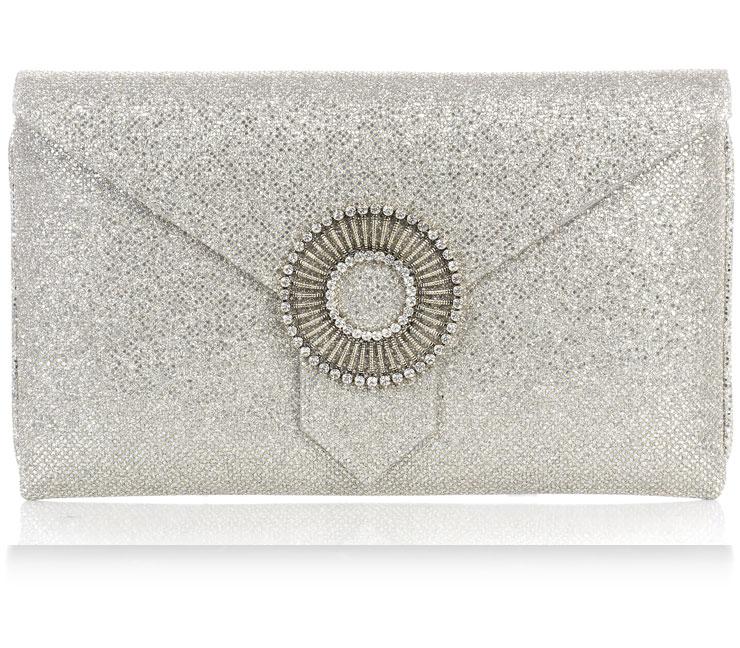 Edith Silver Glitter Classic Clutch