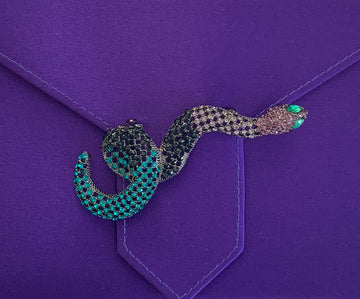 Blue Crystal Snake Brooch