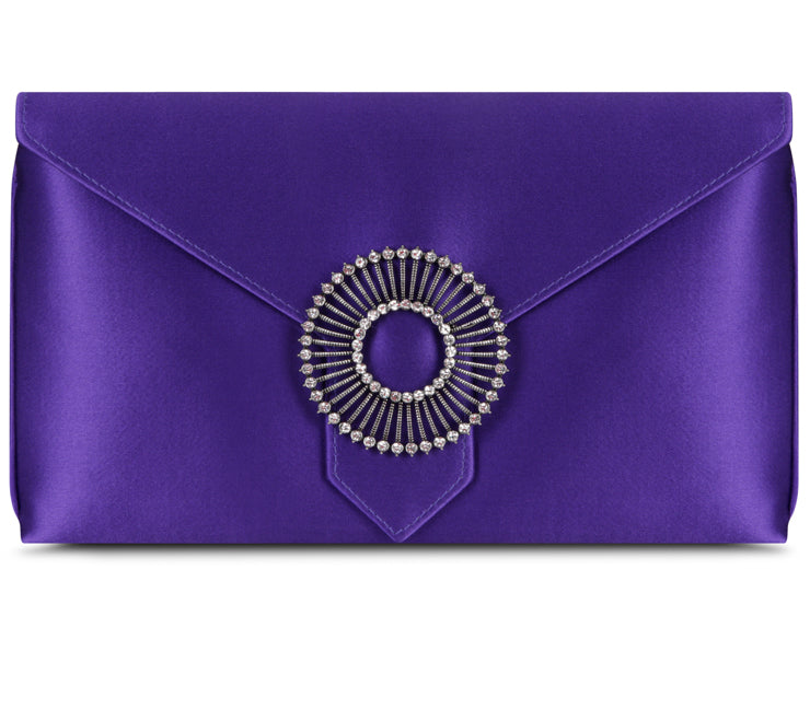 Edith Violet Classic Silk Clutch