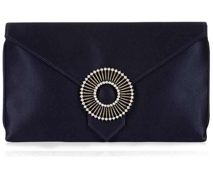 Edith Navy Blue Classic Silk Clutch