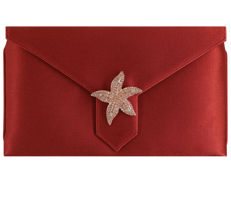Edith Bespoke Rust Red Silk Clutch