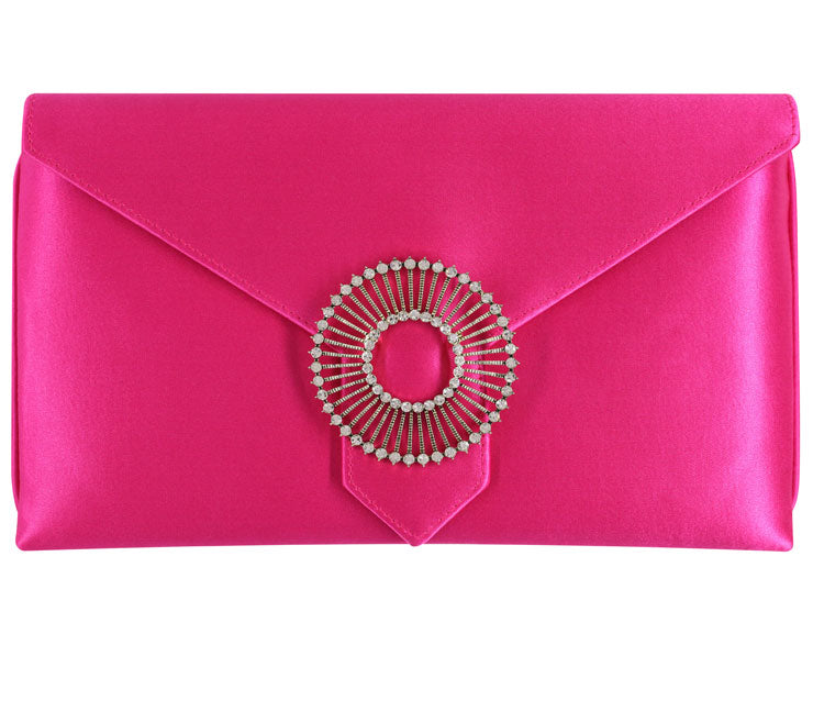 Edith Fuchsia Pink Classic Silk Clutch