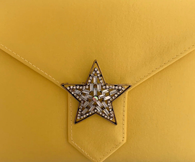 Gold Crystal Star Brooch