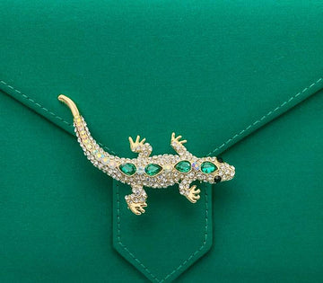 Emerald Crystal Lizard Brooch