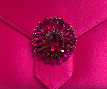 Fuchsia Crystal Cluster Brooch