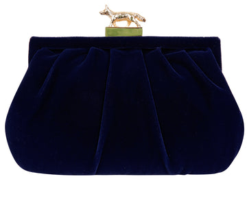 Lily Navy Velvet Clutch
