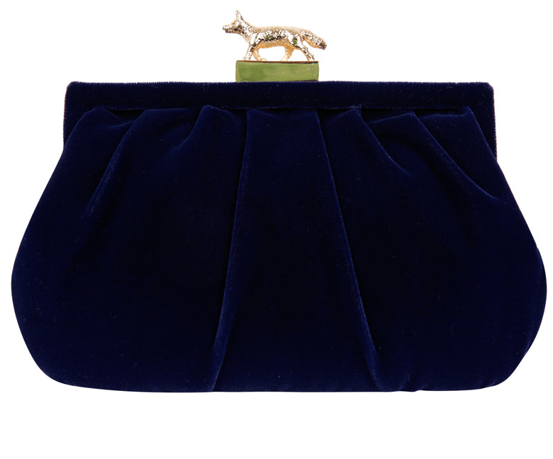 Lily Navy Velvet Clutch