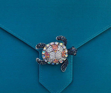Multi-Crystal Turtle Brooch