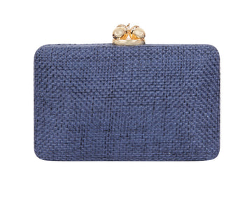 Ozzy Navy Linen Clutch