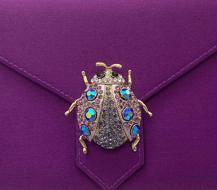 Purple Crystal Beetle Brooch
