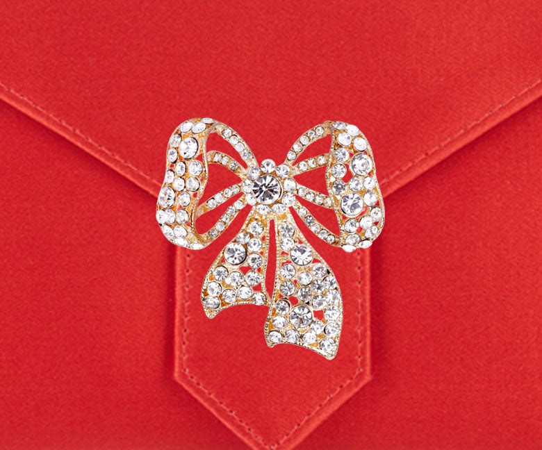 Charlie Bespoke Lipstick Red Silk Clutch