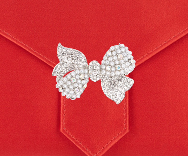 Charlie Bespoke Lipstick Red Silk Clutch
