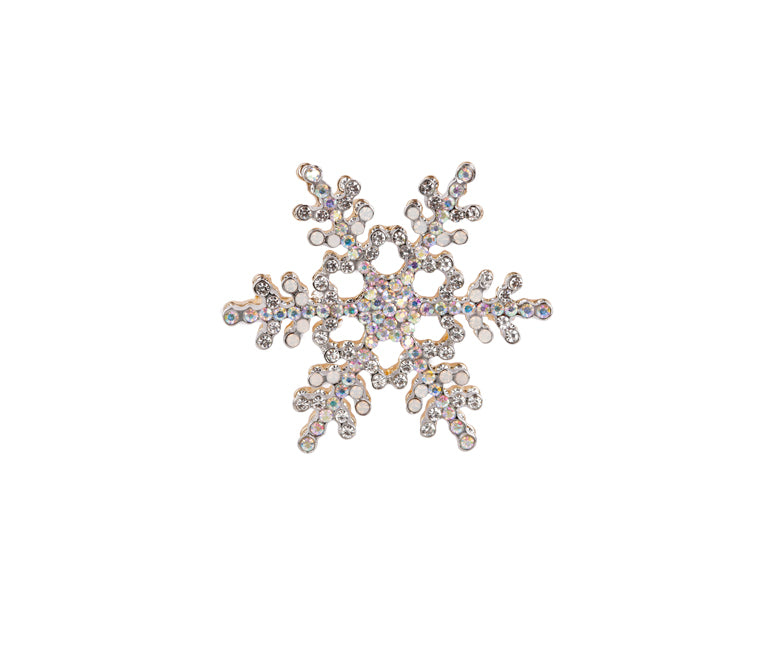 Silver Crystal Snowflake Brooch