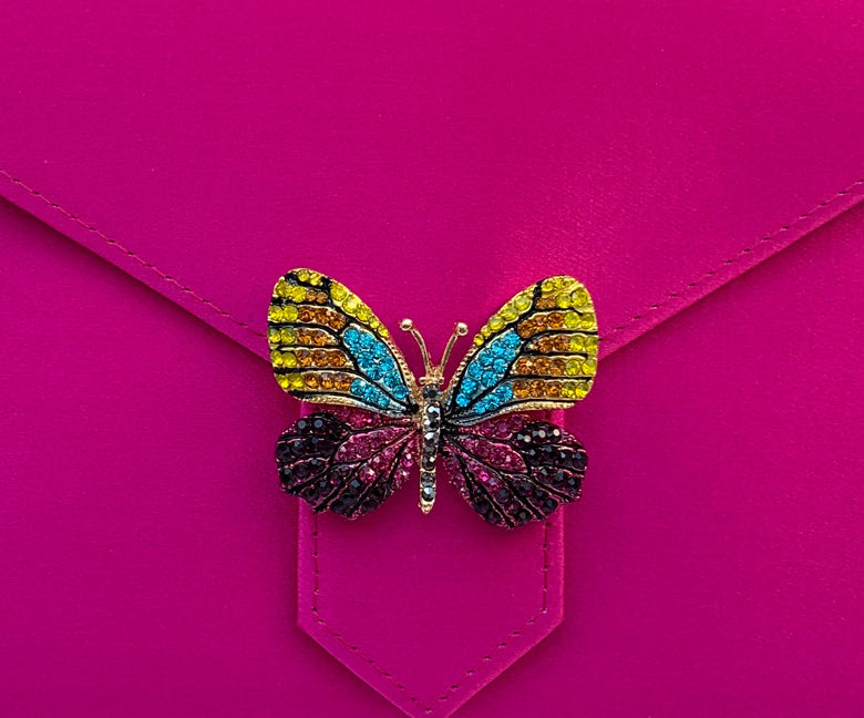 Multi-Crystal Butterfly Brooch