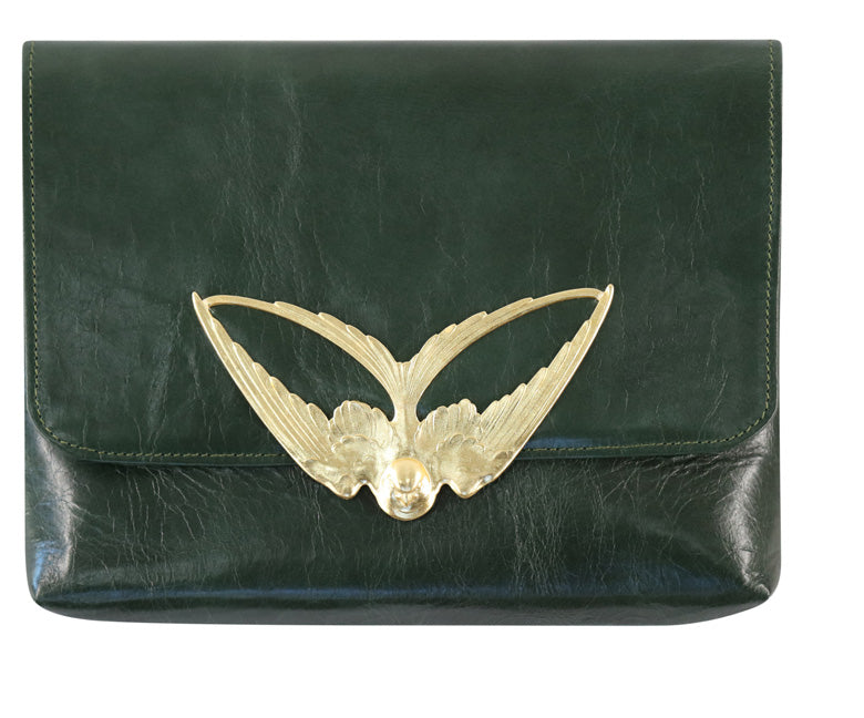 Tito Forest Green Leather Clutch