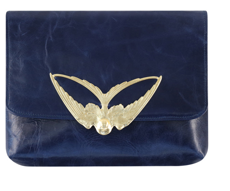 Tito Blue Leather Clutch