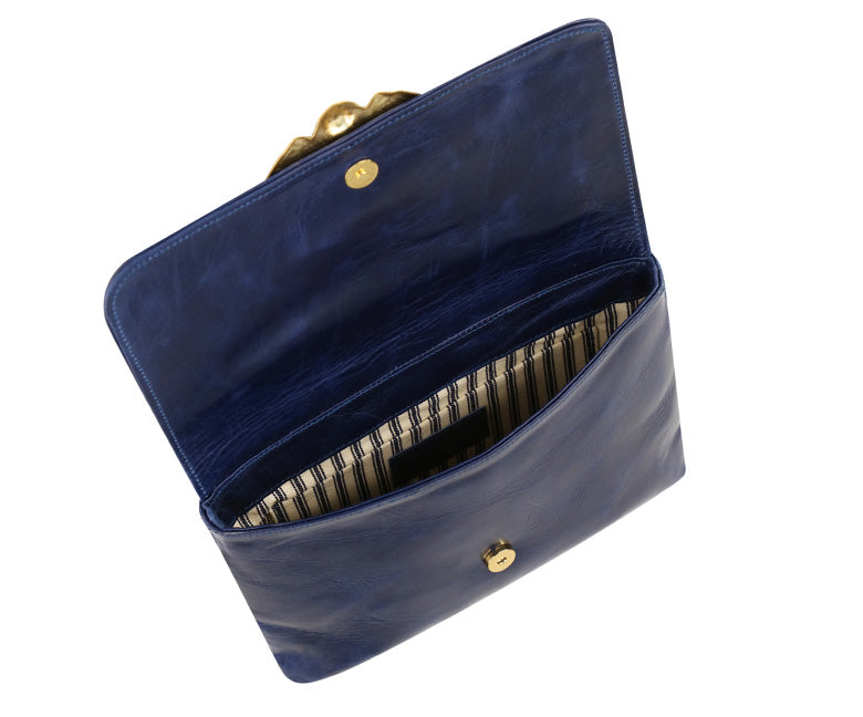 Tito Blue Leather Clutch