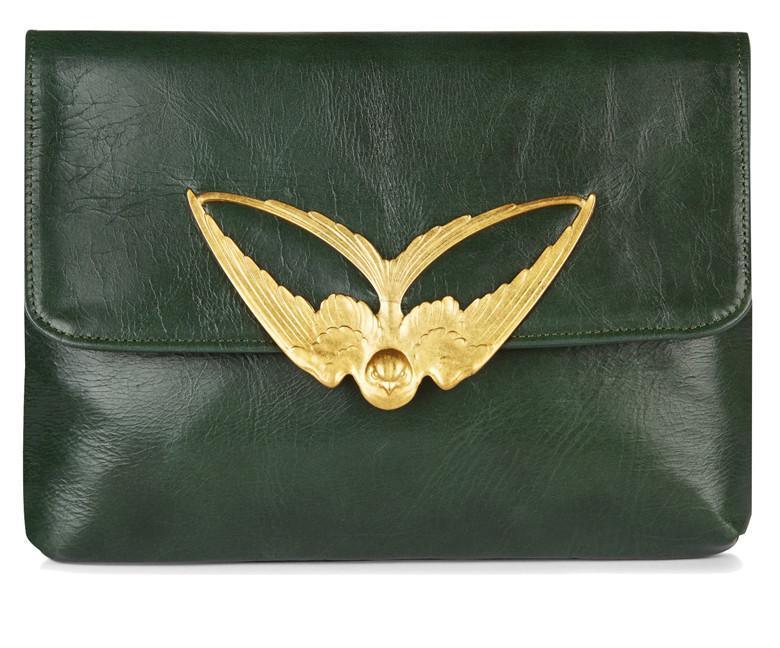 Tito Forest Green Leather Clutch