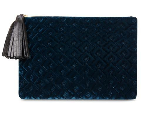 Truffle Peacock Blue Velvet Pouch