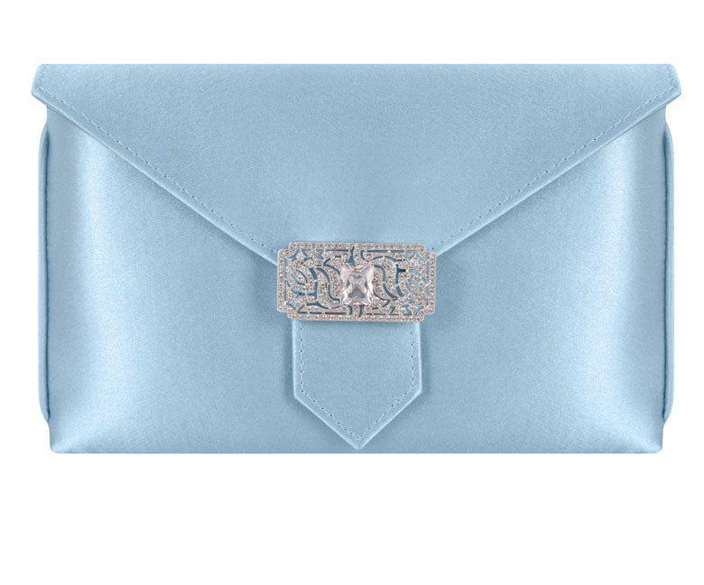 Charlie Bespoke Powder Blue Silk Clutch