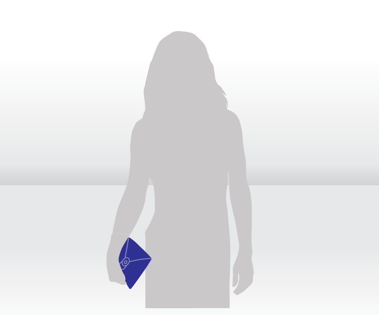 Silhouette to show scale of Charlie clutch bag